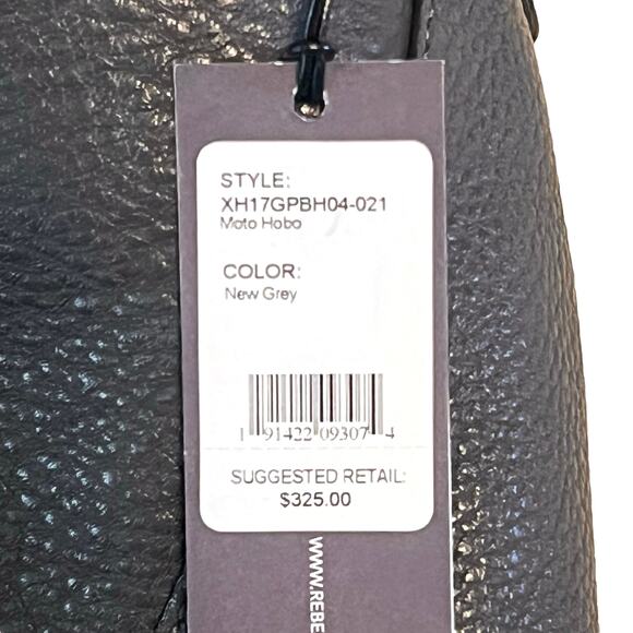 NWT Rebecca Minkoff Moto Double Zip Leather Hobo Shoulder Bag Purse Gray - Picture 4 of 16